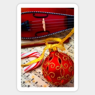 Red Christmas Ornament And Pocket Violin Sticker